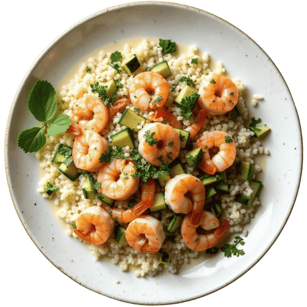 Rižoto s kozicama i Grana padano sirom  i cherry rajčicama