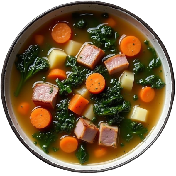 Kale stew with ham