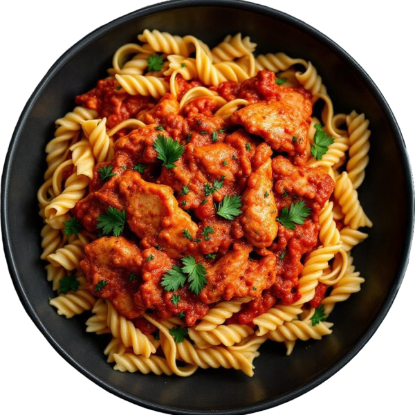 Chicken paprikash with pasta