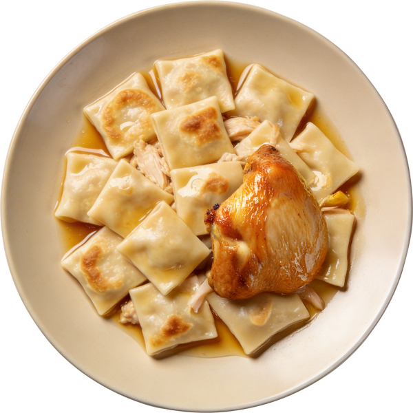 Roasted chicken with homemade mlinci