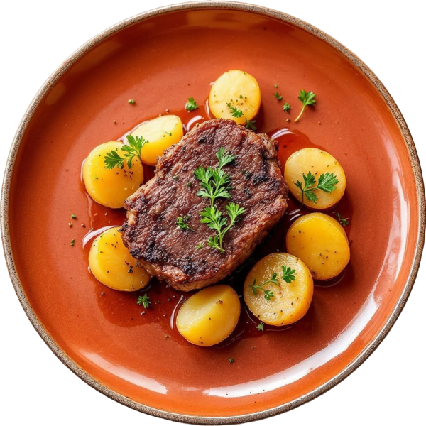 Roast veal with baby potatoes