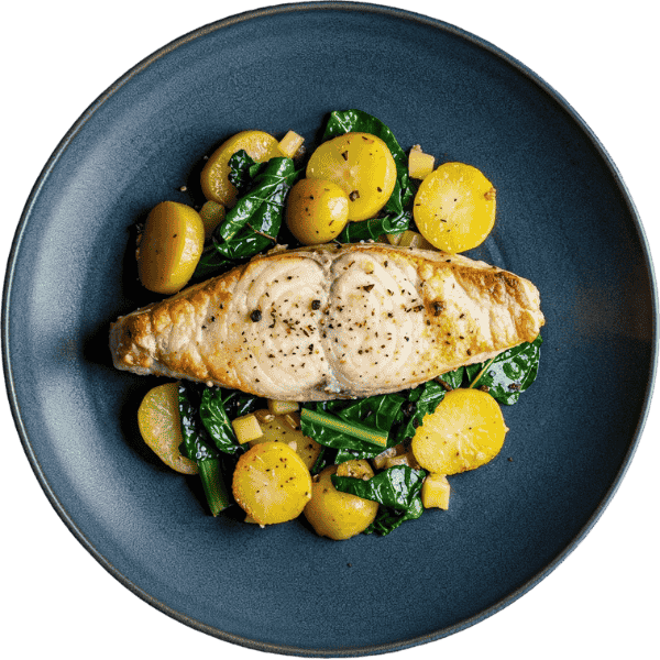 Shark with Swiss chard and potatoes