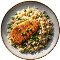 Pohana pileća prsa u panko mrvicama s rizibizijem