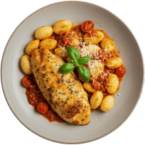 Zapečena piletina s njokima u umaku od rajčice i parmezana