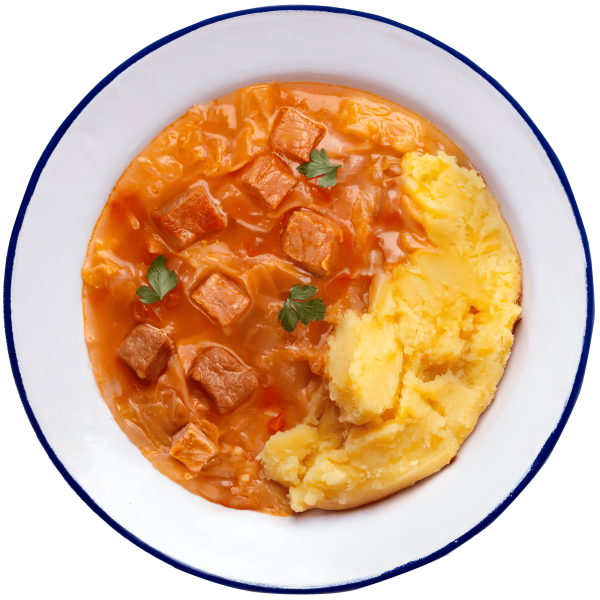 Prisiljeno zelje sa svinjetinom i pireom