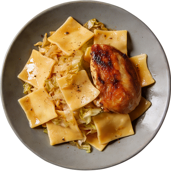 Roasted drumstick/rump with cabbage rolls