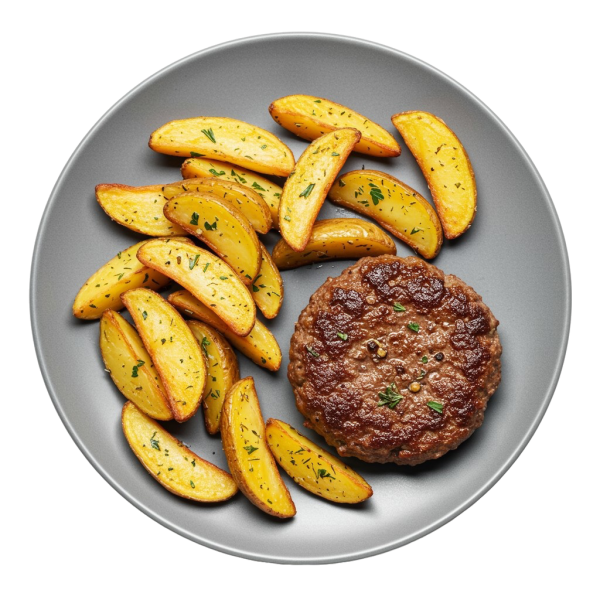 gourmet burger with sidedish