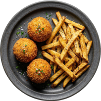 pea fritters with side dish