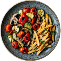 Grilled vegetables with fries