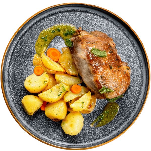 Sporo pečeni svinjski vrat s krumpirom