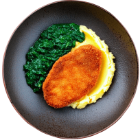 Pohani svinjski odresci s pire krumpirom i špinatom