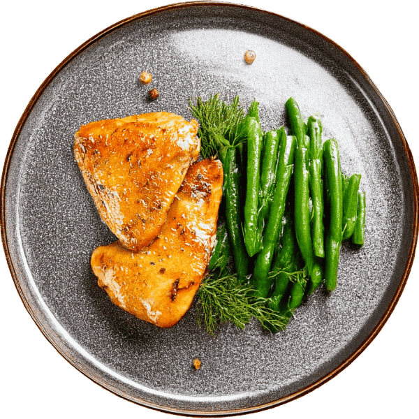 Pileći zabatak s grilla s dinstanim mahunama