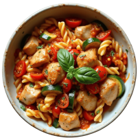 Piletina u šalši s tikvicama i tjesteninom